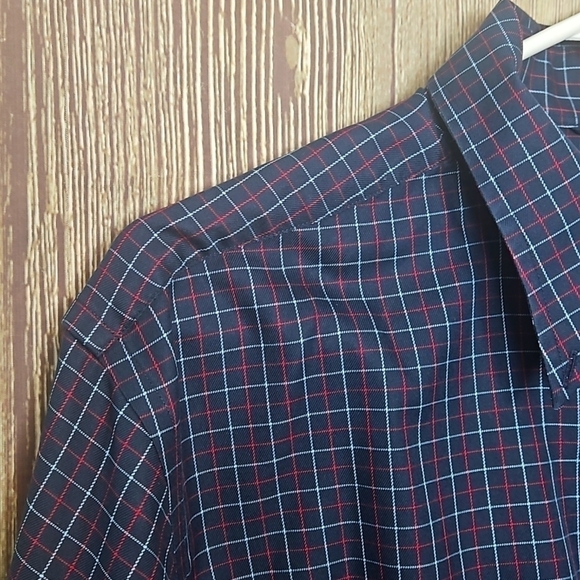 Mens Nautica Plaid Button Down Shirt Non Iron Sz Large Blue Red - Picture 5 of 6